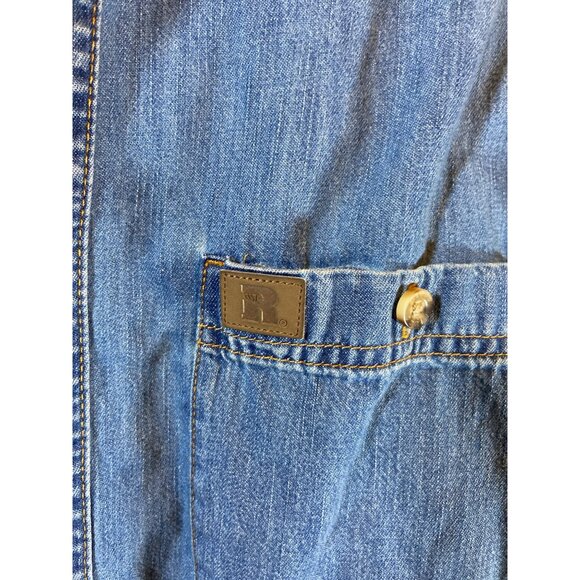 Wrangler Riggs Workwear Mens Denim Button-Front Shirt L 100% Cotton Long Sleeve - Picture 3 of 8